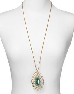 Alexis Bittar Pave Accented Faux Emerald Pendant, 32