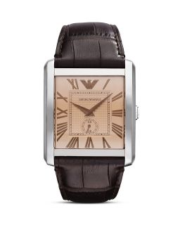 Armani Brown Embossed Leather Watch, 34.5 x 36.5mm