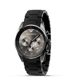 Armani Black Rubber Wrapped Bracelet Watch, 43 mm