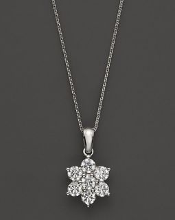 Diamond Flower Pendant in 14K White Gold, .50 ct.tw.