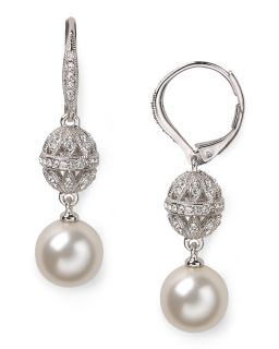 bezel drop earrings price $ 55 00 color pearl quantity 1 2 3 4 5 6 in