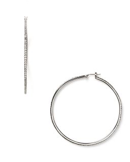pave hoop earrings price $ 54 00 color silver crystal quantity 1 2