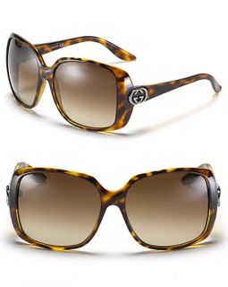 Gucci Rectangle Sunglasses with Web Temples