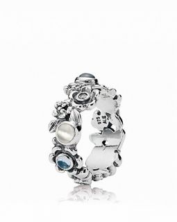 PANDORA Ring   Sterling Silver, Blue Topaz, Moonstone & Clear Zirconia