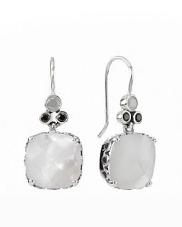 PANDORA Earrings   Sterling Silver, Mother of Pearl, Black & White