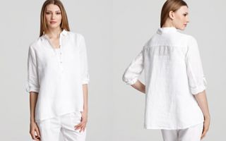 Eileen Fisher Handkerchief Classic Collar Linen Shirt_2