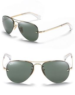 ray ban rimless aviator sunglasses price $ 145 00 color arista green