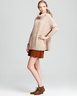 Joie Clover Marble Knit Turtleneck Sweater, Beale Leather Skirt