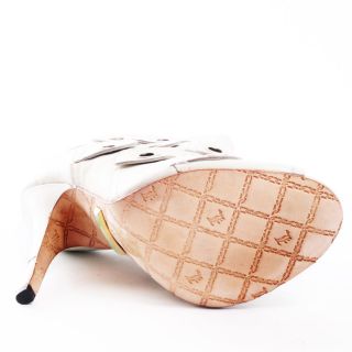 Joelle Heel   White Leather, LAMB, $305.99