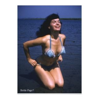 Bettie Page Sunning In Her Blue Vintage Bikini Personalized