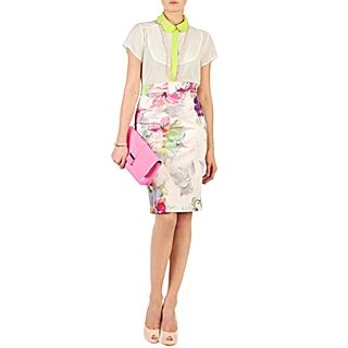 Cantara orchid print pencil skirt