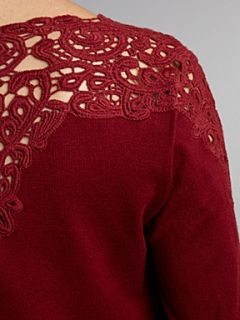 Samya Lace panel jumper dress Burgundy   