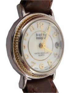 Kathy Ireland Ladies Watch w Date Elegant Pearl Dial Excellent Cond