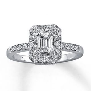 14k White Gold 1 Carat Total Weight Diamond Engagement Ring