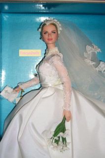 Silkstone Grace Kelly Bride Barbie Detailed Gown Pearl Earrings by