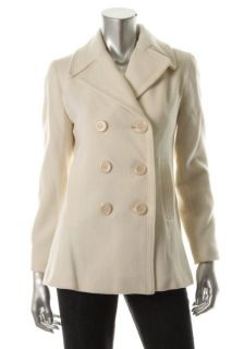 Kenneth Cole New Ivory Wool Double Breasted Pea Coat Jacket Petites 6P