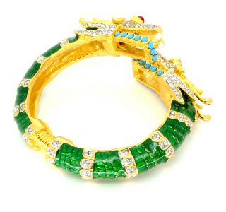 Kenneth Jay Lane KJL Green Enamel Dragon Bracelet