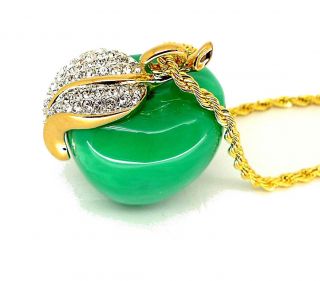 Kenneth Jay Lane KJL Large Jade Green Apple Necklace