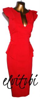 New Hybrid Sexy Red Fitted Vintage Style Pencil Wiggle Dress Sizes 8