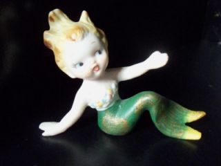 Vtg Kelvin Pixie Mermaid Girl Porcelain Bisque Figurine