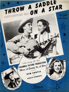 Throw A Saddle on A Star starring Ken Curtis 1946 Sheet Music