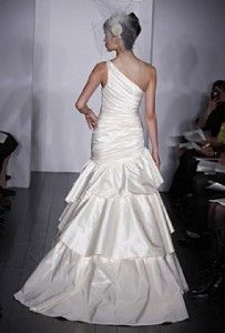 Amsale A567 Kenna Silk Taffeta Ivory One Shoulder New Couture Wedding