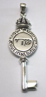 925 Silver Israel Kabbalah Blessing Judaica Key Pendant