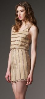 Dress Sz 4 Gold Silk Beaded Seen on Kerry Washington & Nina Dobrev