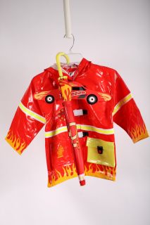 Kidorable Kids Fireman Rain Coat Red and Yellow Size 4 5 Retail $36 0