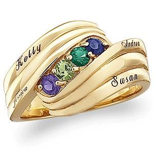 Sterling Silver Mothers Family Birthstone Name Ring   2 to 6 Stones
