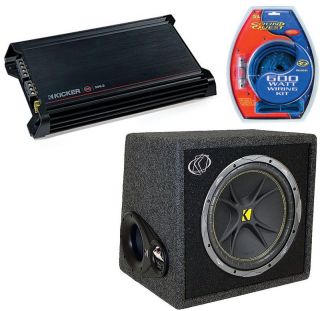 Kicker Car Audio DX300 2 Amplifier Loaded VC12 4 Ohm Sub Box Amp Wire