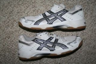 Asics Gel Rocket white gray & black athletic volleyball shoes   eleven