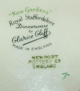 CLARICE CLIFF DESIGNED CREAM SOUP BOWLS IN THE KEW GARDENS PATTERN
