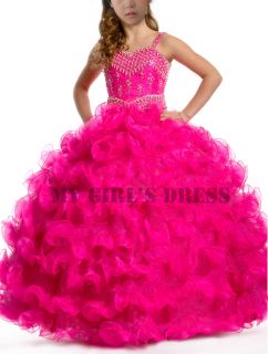 Girl Kids Pageant Dress Bridesmaid Dance Party Princess Ball Gown