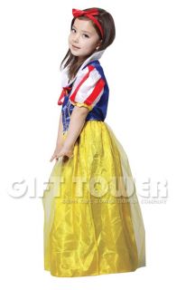 New Snow White Kids Halloween Costume Dress Gown Outfit Cosplay Girl
