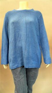 Kim Rogers 2pc Plus Womens 2X Comfort Crew Neck Pullover Sweater Blue