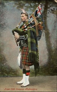 Scottish Man Kilt Bag Pipe Piper 79th Cameron Highlanders Scotland
