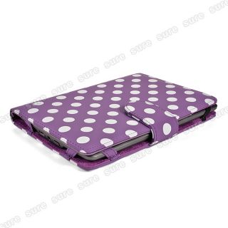 For  Kindle Touch Leather Case Cover 6 Purple Polka Dot