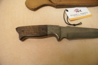 RK Custom Made Damascus Knife with Dark Wood Burl