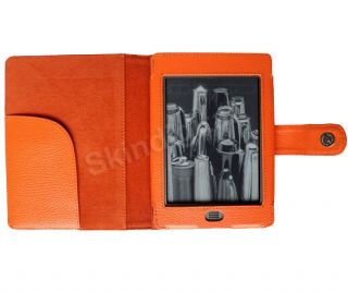 For  Kindle Touch eReader Orange Genuine Leather Case Cover