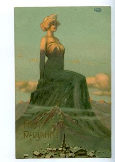 Art Nouveau Woman Mount Statue by Kirchner Vintage PC