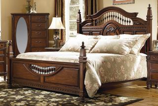 King Size Victorian Renaissance Hardwood Cherry Bed