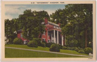 Tennessee Postcard Kingsport TN Rotherwood House Mansion Linen Unused