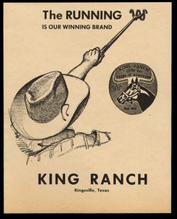 1970 The King Ranch Kingsville Texas Quarter Horse Logo Art Vintage