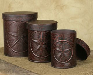 3pc Tin Star Canister Set Country Primitive Home Kitchen Decor Color