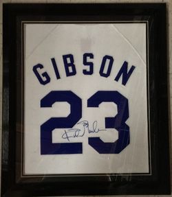 Kirk Gibson Signed Autographed Framed Dodgers Jersey PSA DNA COA