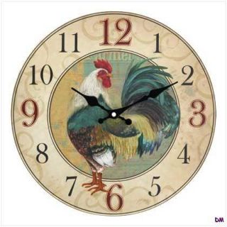 Vintage Style Country Rooster Wall Clock Kitchen Decor