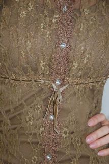 XL Hugging Kisses Lace Long Sleeve Tunic Top Brown Jewel Button Front