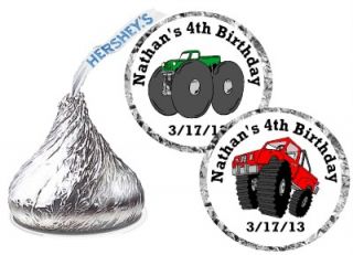 Monster Truck Birthday Party Favors Hershey Kiss Kisses Labels