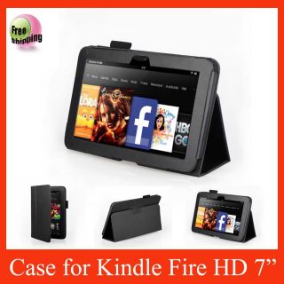 Leather Case Cover for New  Kindle Fire HD 7 Tablet Black